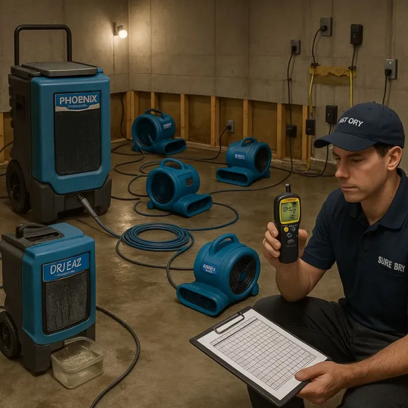 Structural Drying and Dehumidification process in Tenino, WA